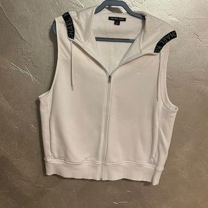 Mens Micheal Kors White Sleevless Zip Hoodie